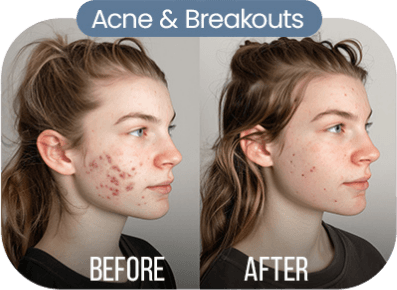 Before and after — clearer skin after four weeks