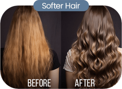 Before and after — softer, shinier hair after four weeks